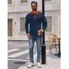 imageCOOFANDY Mens Polo Shirts Long Sleeve Casual Raglan Golf ShirtsNavy Blue