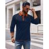 imageCOOFANDY Mens Polo Shirts Long Sleeve Casual Raglan Golf ShirtsNavy Blue