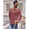 imageCOOFANDY Mens Polo Shirts Long Sleeve Casual Raglan Golf ShirtsRed