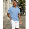 imageCOOFANDY Mens Polo Shirts Short Sleeve Casual Golf Shirt Basic Solid Color Collared TShirt Stylish Summer Polo T ShirtLight Blue