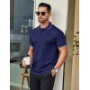 imageCOOFANDY Mens Polo Shirts Short Sleeve Golf Polo Button Pullover Casual Contrast Color Basic T Shirt Ribbed CollarNavy Blue