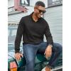 imageCOOFANDY Mens Quarter Zip Pullover Lightweight Textured Sweatshirt Long Sleeve Casual Mock Neck Polo ShirtsAll Black