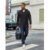 imageCOOFANDY Mens Quarter Zip Pullover Lightweight Textured Sweatshirt Long Sleeve Casual Mock Neck Polo ShirtsAll Black