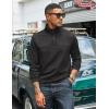 imageCOOFANDY Mens Quarter Zip Pullover Lightweight Textured Sweatshirt Long Sleeve Casual Mock Neck Polo ShirtsAll Black
