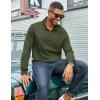 imageCOOFANDY Mens Quarter Zip Pullover Lightweight Textured Sweatshirt Long Sleeve Casual Mock Neck Polo ShirtsArmy Green