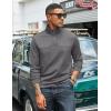 imageCOOFANDY Mens Quarter Zip Pullover Lightweight Textured Sweatshirt Long Sleeve Casual Mock Neck Polo ShirtsDark Grey