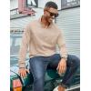 imageCOOFANDY Mens Quarter Zip Pullover Lightweight Textured Sweatshirt Long Sleeve Casual Mock Neck Polo ShirtsKhaki