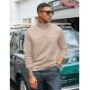imageCOOFANDY Mens Quarter Zip Pullover Lightweight Textured Sweatshirt Long Sleeve Casual Mock Neck Polo ShirtsKhaki