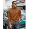 imageCOOFANDY Mens Quarter Zip Pullover Lightweight Textured Sweatshirt Long Sleeve Casual Mock Neck Polo ShirtsLight Brown