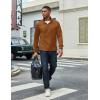 imageCOOFANDY Mens Quarter Zip Pullover Lightweight Textured Sweatshirt Long Sleeve Casual Mock Neck Polo ShirtsLight Brown