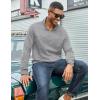imageCOOFANDY Mens Quarter Zip Pullover Lightweight Textured Sweatshirt Long Sleeve Casual Mock Neck Polo ShirtsLight Grey