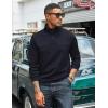 imageCOOFANDY Mens Quarter Zip Pullover Lightweight Textured Sweatshirt Long Sleeve Casual Mock Neck Polo ShirtsNavy Blue