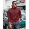 imageCOOFANDY Mens Quarter Zip Pullover Lightweight Textured Sweatshirt Long Sleeve Casual Mock Neck Polo ShirtsWine Red