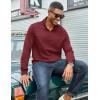 imageCOOFANDY Mens Quarter Zip Pullover Lightweight Textured Sweatshirt Long Sleeve Casual Mock Neck Polo ShirtsWine Red