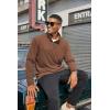 imageCOOFANDY Mens Quarter Zip Pullover Long Sleeve Mock Turtleneck Sweatshirts Thermal Workout Golf Polo ShirtBrown