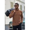 imageCOOFANDY Mens Quarter Zip Pullover Long Sleeve Mock Turtleneck Sweatshirts Thermal Workout Golf Polo ShirtBrown