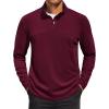 imageCOOFANDY Mens Quarter Zip Pullover Long Sleeve Mock Turtleneck Sweatshirts Thermal Workout Golf Polo ShirtWine Red