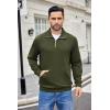 imageCOOFANDY Mens Quarter Zip Pullover Mock Neck Sweatshirt Long Sleeve Sweater Polo Half Zip Pullover with PocketArmy Green