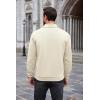 imageCOOFANDY Mens Quarter Zip Pullover Mock Neck Sweatshirt Long Sleeve Sweater Polo Half Zip Pullover with PocketBeige
