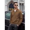 imageCOOFANDY Mens Quarter Zip Pullover Mock Neck Sweatshirt Long Sleeve Sweater Polo Half Zip Pullover with PocketBrown