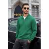imageCOOFANDY Mens Quarter Zip Pullover Mock Neck Sweatshirt Long Sleeve Sweater Polo Half Zip Pullover with PocketDark Green