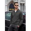 imageCOOFANDY Mens Quarter Zip Pullover Mock Neck Sweatshirt Long Sleeve Sweater Polo Half Zip Pullover with PocketDark Grey
