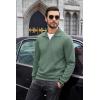 imageCOOFANDY Mens Quarter Zip Pullover Mock Neck Sweatshirt Long Sleeve Sweater Polo Half Zip Pullover with PocketGreen