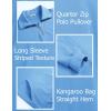 imageCOOFANDY Mens Quarter Zip Pullover Mock Neck Sweatshirt Long Sleeve Sweater Polo Half Zip Pullover with PocketLight Blue