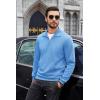 imageCOOFANDY Mens Quarter Zip Pullover Mock Neck Sweatshirt Long Sleeve Sweater Polo Half Zip Pullover with PocketLight Blue