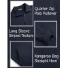 imageCOOFANDY Mens Quarter Zip Pullover Mock Neck Sweatshirt Long Sleeve Sweater Polo Half Zip Pullover with PocketNavy Blue