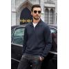 imageCOOFANDY Mens Quarter Zip Pullover Mock Neck Sweatshirt Long Sleeve Sweater Polo Half Zip Pullover with PocketNavy Blue