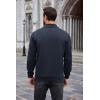 imageCOOFANDY Mens Quarter Zip Pullover Mock Neck Sweatshirt Long Sleeve Sweater Polo Half Zip Pullover with PocketNavy Blue