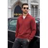 imageCOOFANDY Mens Quarter Zip Pullover Mock Neck Sweatshirt Long Sleeve Sweater Polo Half Zip Pullover with PocketWine Red