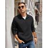 imageCOOFANDY Mens Quarter Zip Pullover Quilted Sweatshirt Knit Long Sleeve Mock Neck Sweater Polo with PocketAblack