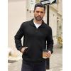 imageCOOFANDY Mens Quarter Zip Pullover Quilted Sweatshirt Knit Long Sleeve Mock Neck Sweater Polo with PocketAblack