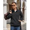 imageCOOFANDY Mens Quarter Zip Pullover Quilted Sweatshirt Knit Long Sleeve Mock Neck Sweater Polo with PocketAblack
