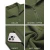 imageCOOFANDY Mens Quarter Zip Pullover Quilted Sweatshirt Knit Long Sleeve Mock Neck Sweater Polo with PocketArmy Green