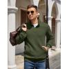 imageCOOFANDY Mens Quarter Zip Pullover Quilted Sweatshirt Knit Long Sleeve Mock Neck Sweater Polo with PocketArmy Green