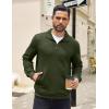 imageCOOFANDY Mens Quarter Zip Pullover Quilted Sweatshirt Knit Long Sleeve Mock Neck Sweater Polo with PocketArmy Green