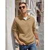 imageCOOFANDY Mens Quarter Zip Pullover Quilted Sweatshirt Knit Long Sleeve Mock Neck Sweater Polo with PocketCamel