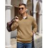 imageCOOFANDY Mens Quarter Zip Pullover Quilted Sweatshirt Knit Long Sleeve Mock Neck Sweater Polo with PocketCamel