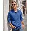 imageCOOFANDY Mens Quarter Zip Pullover Quilted Sweatshirt Knit Long Sleeve Mock Neck Sweater Polo with PocketDark Blue