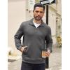 imageCOOFANDY Mens Quarter Zip Pullover Quilted Sweatshirt Knit Long Sleeve Mock Neck Sweater Polo with PocketDark Gray