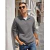 imageCOOFANDY Mens Quarter Zip Pullover Quilted Sweatshirt Knit Long Sleeve Mock Neck Sweater Polo with PocketDark Gray