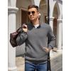 imageCOOFANDY Mens Quarter Zip Pullover Quilted Sweatshirt Knit Long Sleeve Mock Neck Sweater Polo with PocketDark Gray