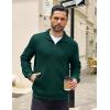imageCOOFANDY Mens Quarter Zip Pullover Quilted Sweatshirt Knit Long Sleeve Mock Neck Sweater Polo with PocketGreen