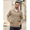 imageCOOFANDY Mens Quarter Zip Pullover Quilted Sweatshirt Knit Long Sleeve Mock Neck Sweater Polo with PocketKhaki