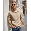 imageCOOFANDY Mens Quarter Zip Pullover Quilted Sweatshirt Knit Long Sleeve Mock Neck Sweater Polo with PocketKhaki