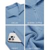 imageCOOFANDY Mens Quarter Zip Pullover Quilted Sweatshirt Knit Long Sleeve Mock Neck Sweater Polo with PocketLight Blue
