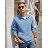 imageCOOFANDY Mens Quarter Zip Pullover Quilted Sweatshirt Knit Long Sleeve Mock Neck Sweater Polo with PocketLight Blue